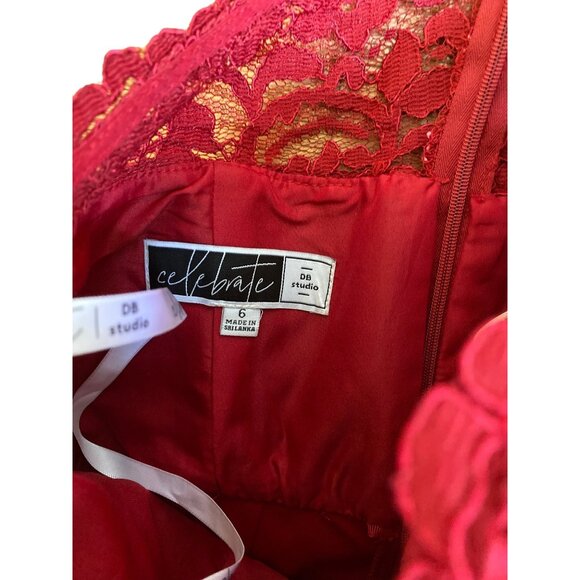 Davids Bridal One Shoulder Lace and Mesh Dress sz 6 - Picture 5 of 9